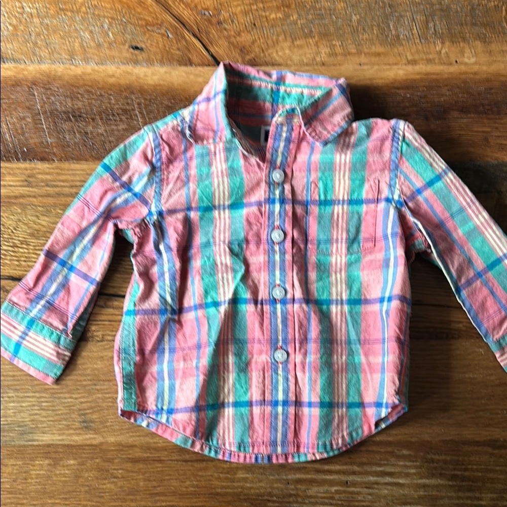 Janie and Jack Plaid button down Kids Shirt - Multicolor 3-6 month